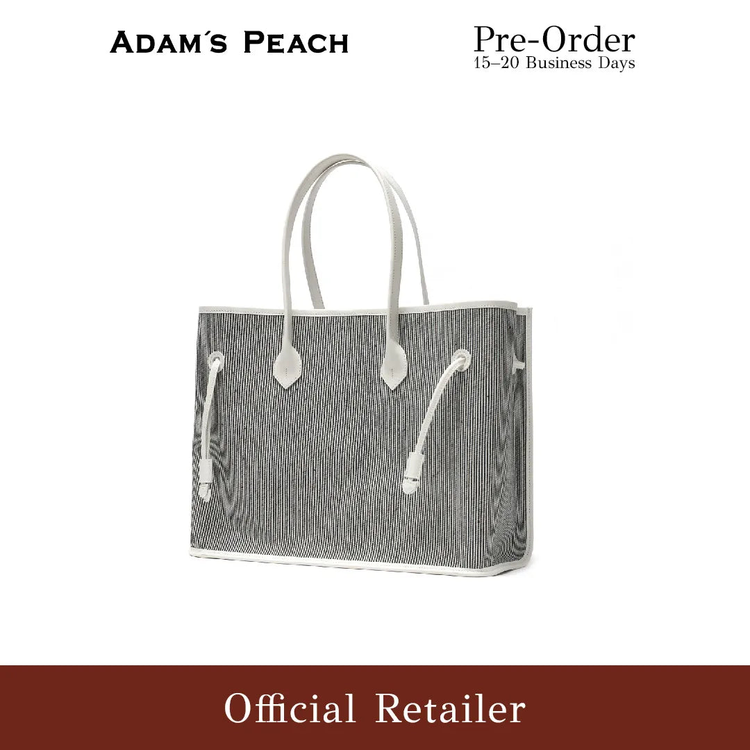(Pre-Order) ADAM PEACH AP010 Shopper Bag Tote Bag Navy Denim Canvas