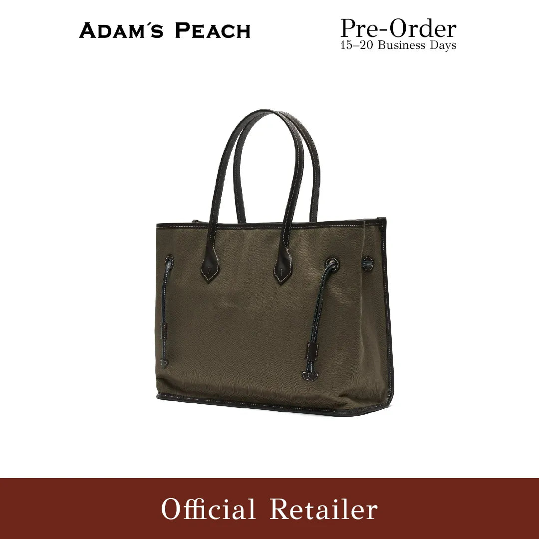 (Pre-Order) ADAM PEACH AP010 Shopper Bag Tote Bag Khaki Herringbone