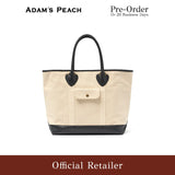 (Pre-Order) ADAM PEACH AP052 Cream Canvas Navy Tote Bag