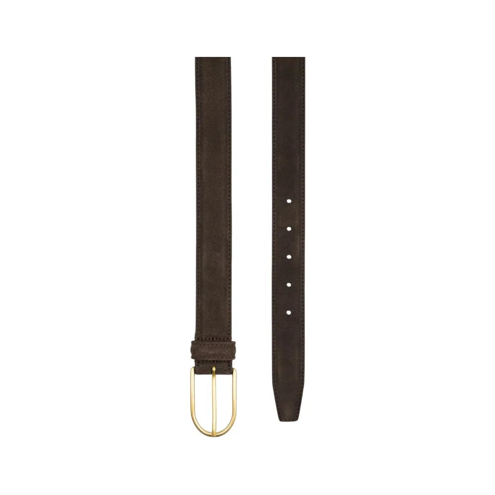 Anderson's Brass Buckle Belt Suede Dark Brown