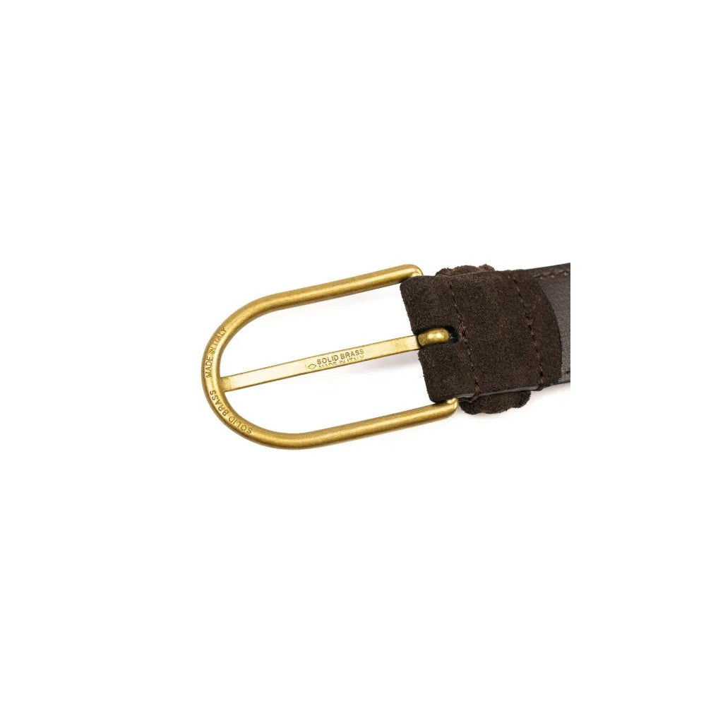 Anderson's Brass Buckle Belt Suede Dark Brown