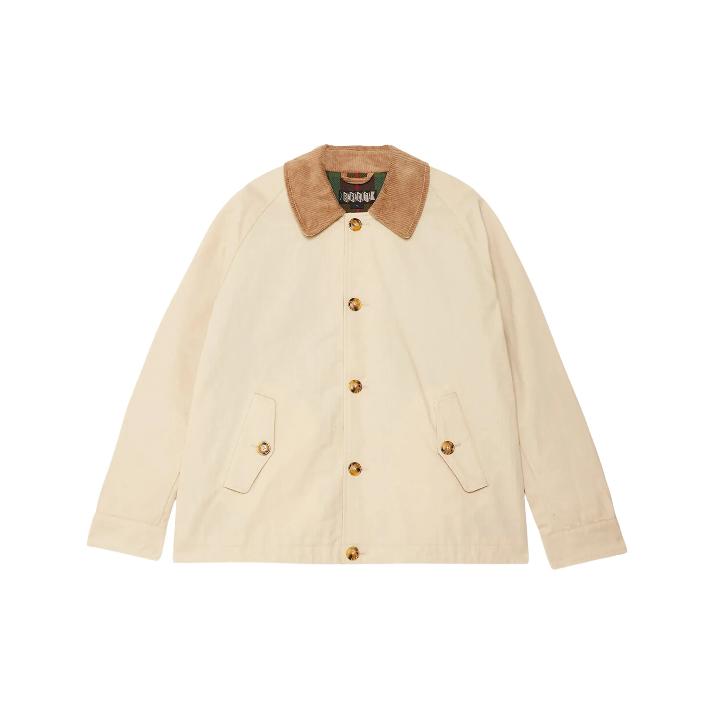 เสื้อแจ็คเก็ต Baracuta Dry Wax Deck Jacket สี Antique White ผ้าแว็กซ์กันน้ำ ผลิตในอังกฤษ
