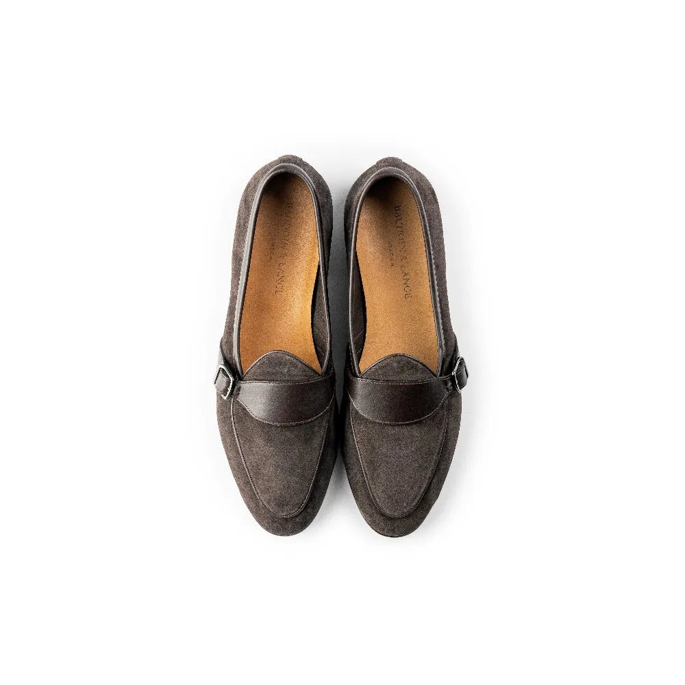 Baudoin & Lange Sagan Classic Metal Buckle Dark Brown Asteria Suede Marmo Calf