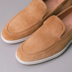 Side view of the Berwick Flex Walk Apron Stitch Loafers Florence Rame highlighting silhouette, sole profile, and Flex Walk construction for Clothier & Sons.