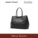 (Pre-Order) ADAM PEACH Black Leather Tote Bag