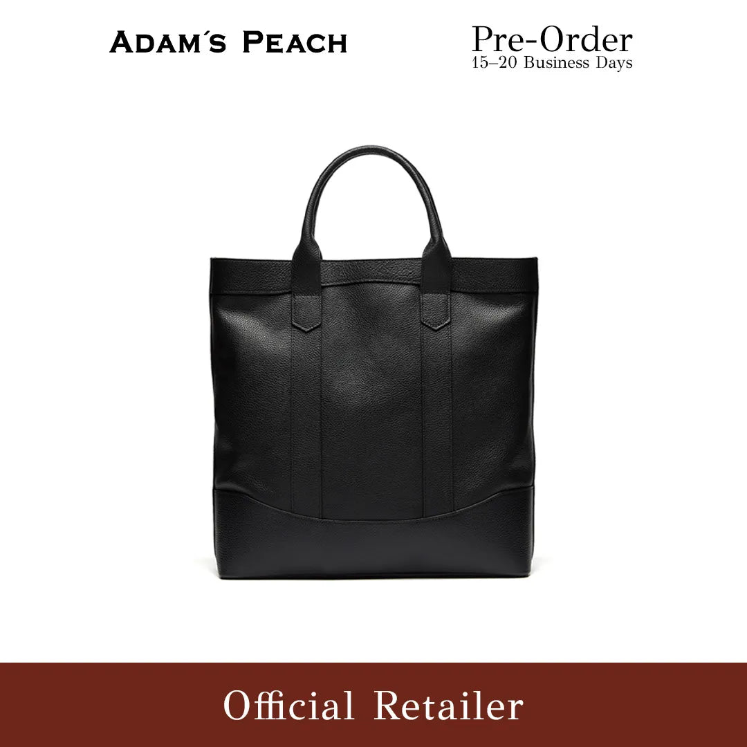 Pre-Order) ADAM PEACH Black Shrunken Leather D.L Tote bag