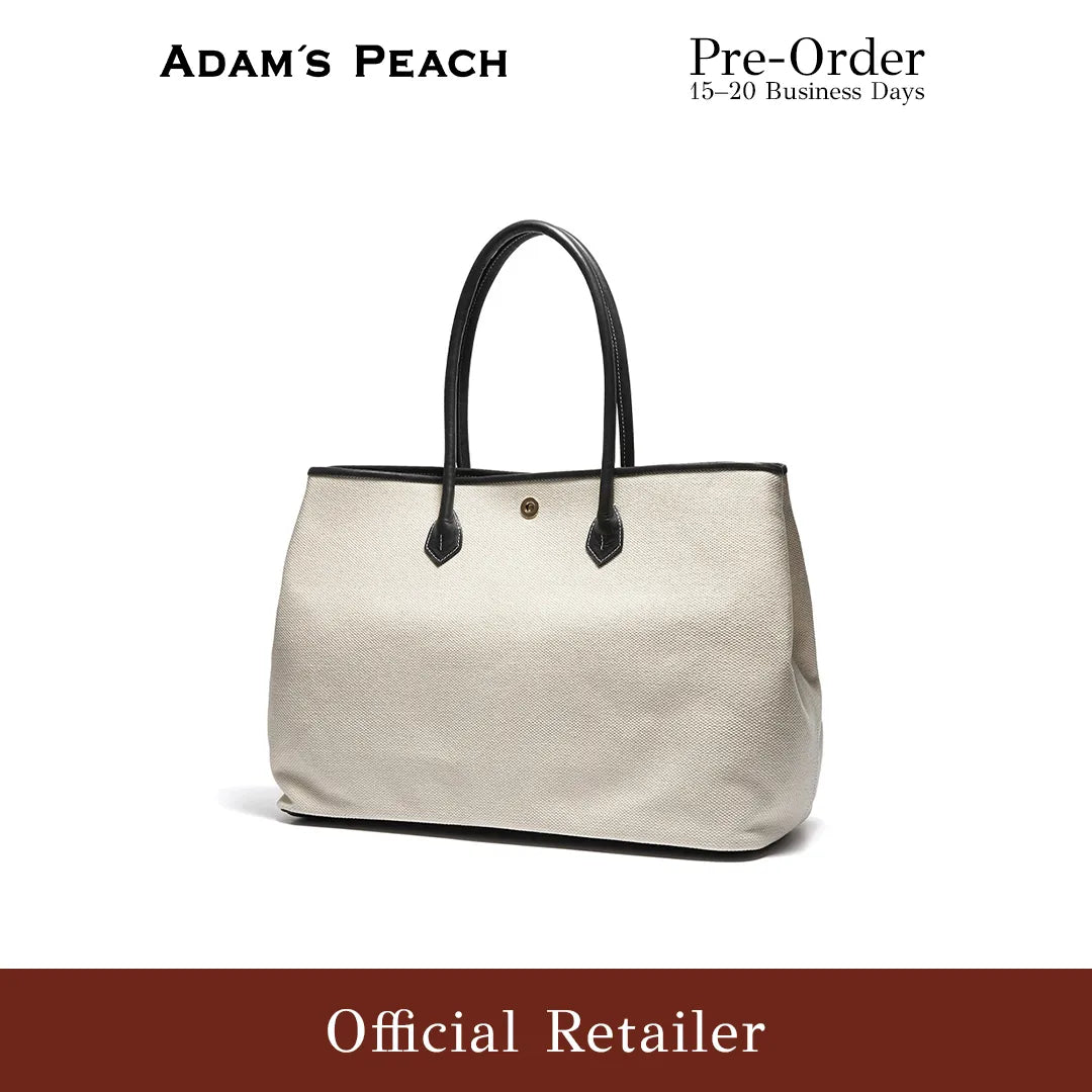 (Pre-Order) ADAM PEACH Canvas Leather Tote Bag