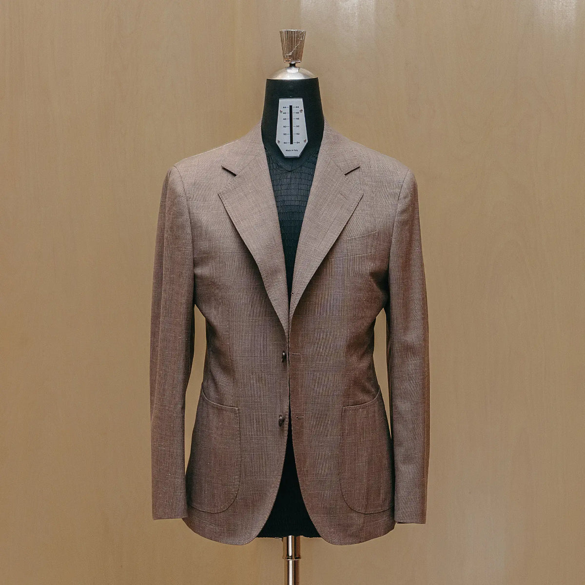 Drop6 Sport Jacket Wool Silk Linen Check Brown