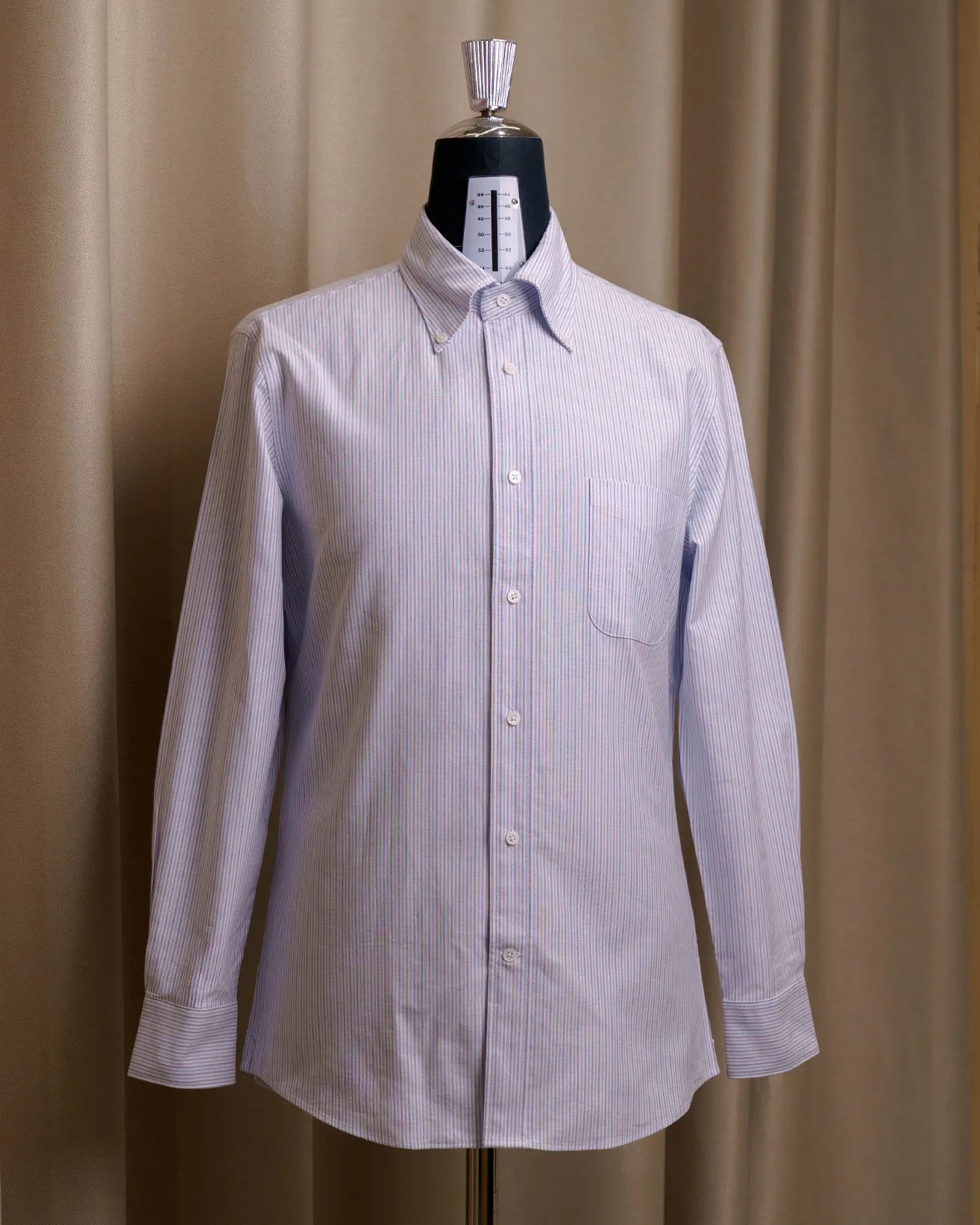 Drop6 Multi Stripe Button Down Blue Shirt
