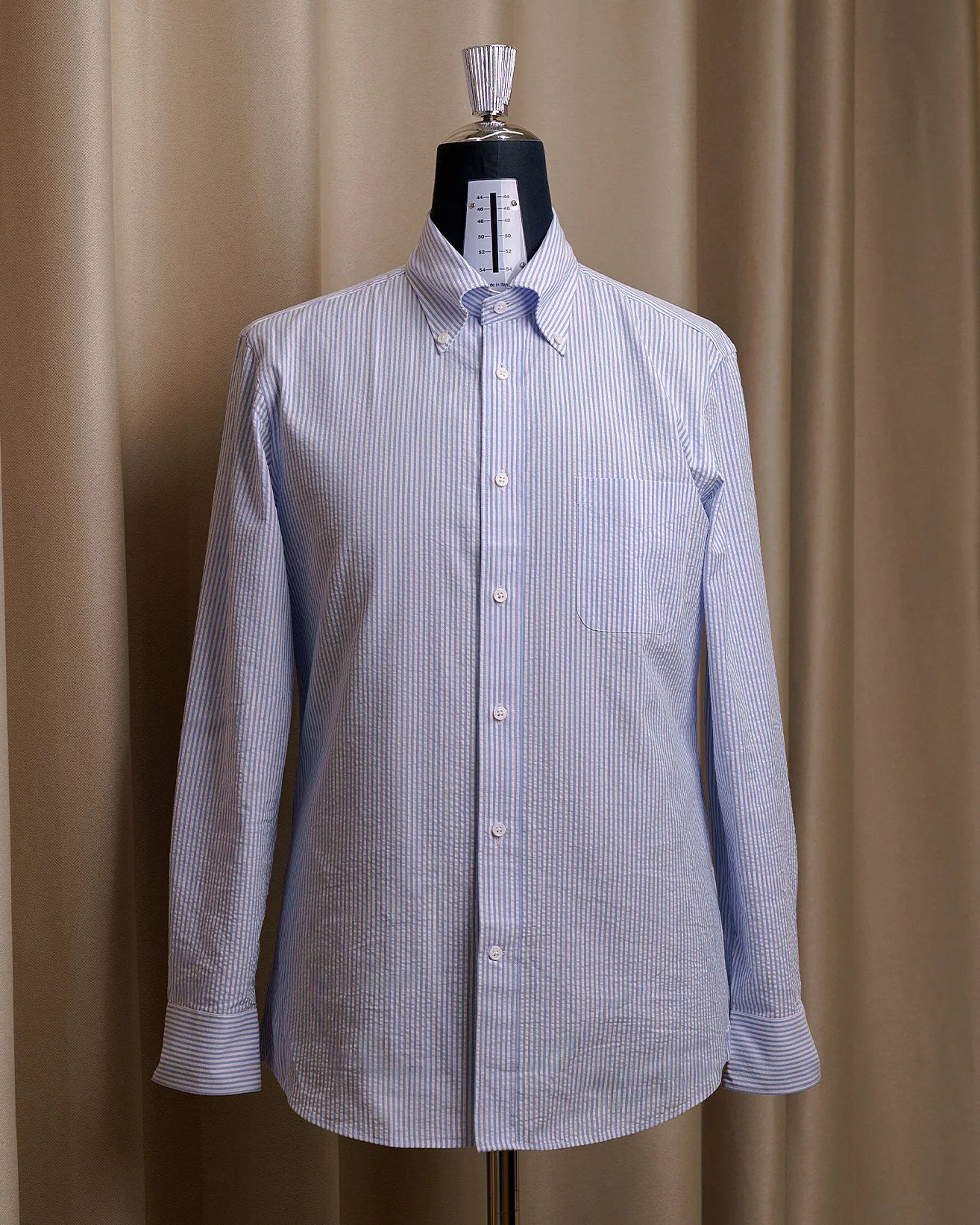 Drop6 Seersucke Button Down Blue Shirt