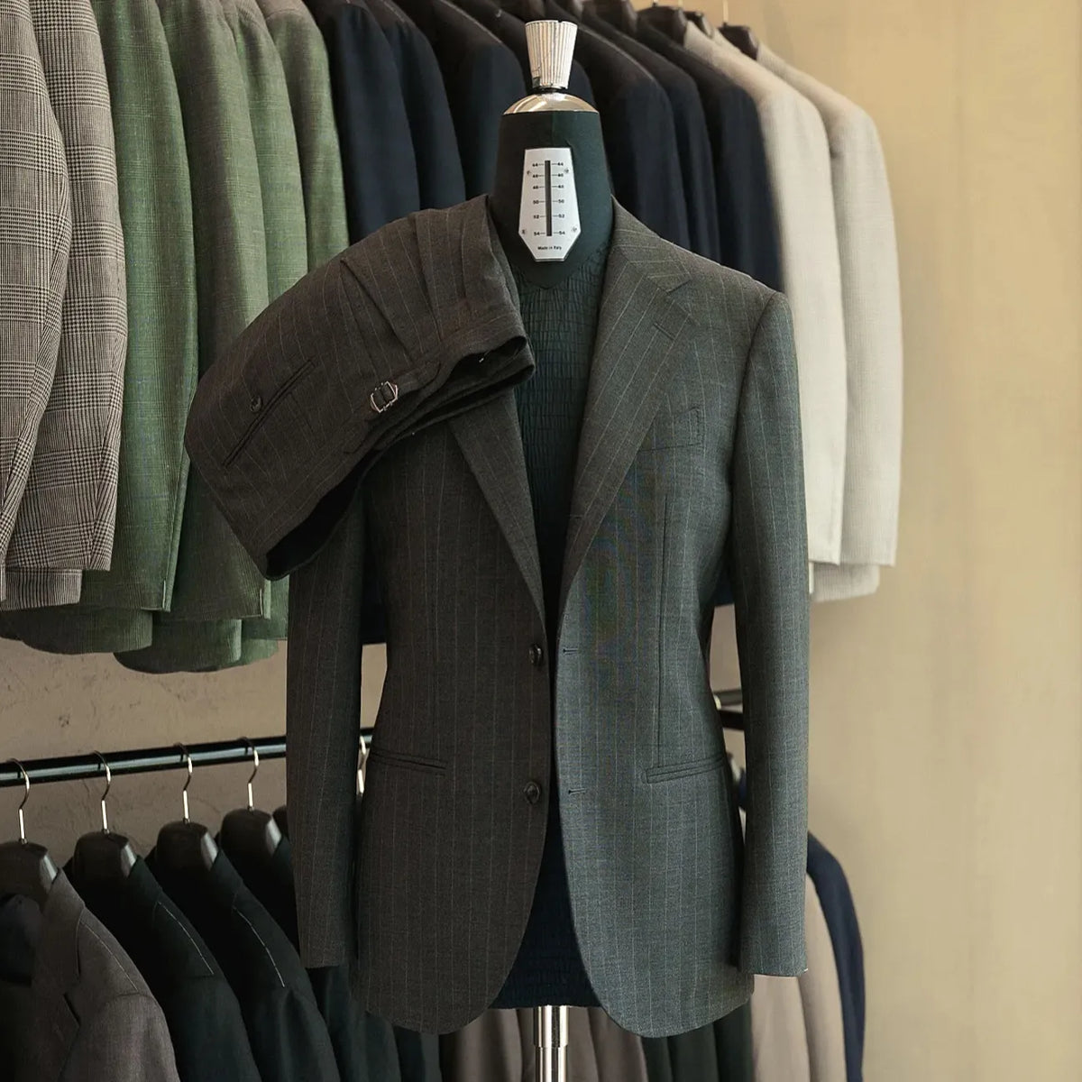 Drop6 Wool Suit Chalk Stripe Gray