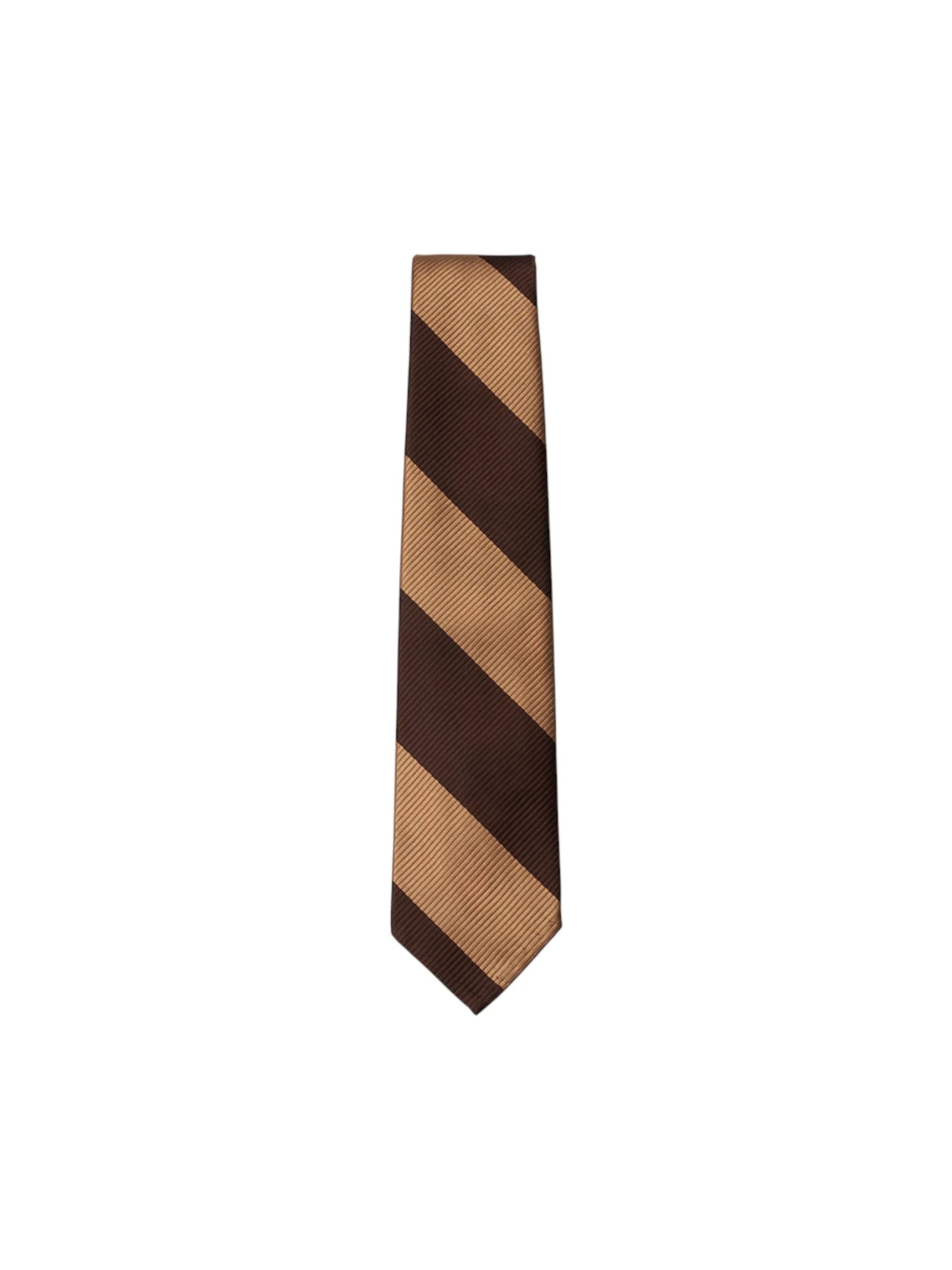 Fairfax Collective Wide Ribbed Rep Stripe Tie Brown/Beige