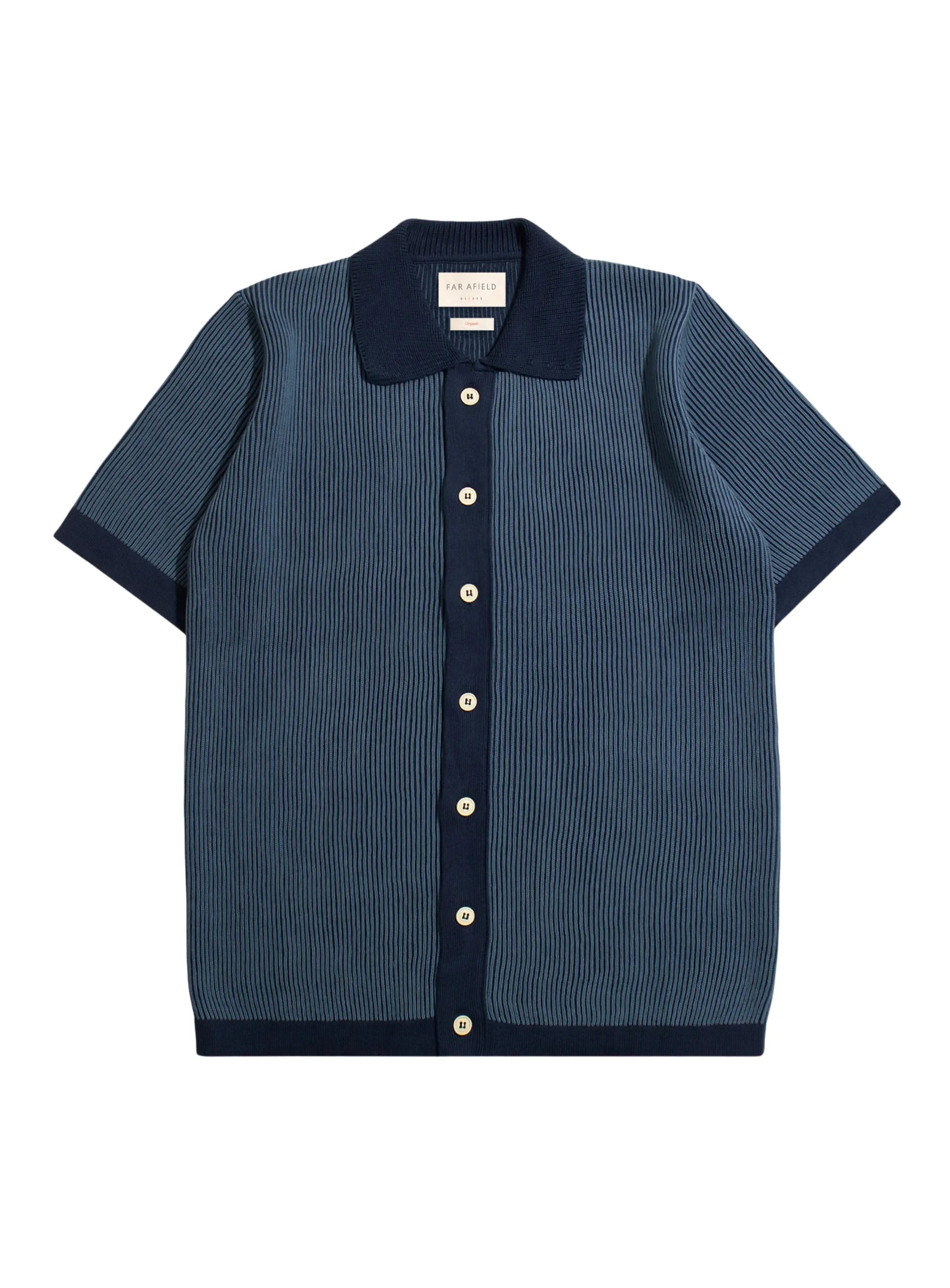 Far Afield Velzy Cardigan – Helio Stripe Navy Iris