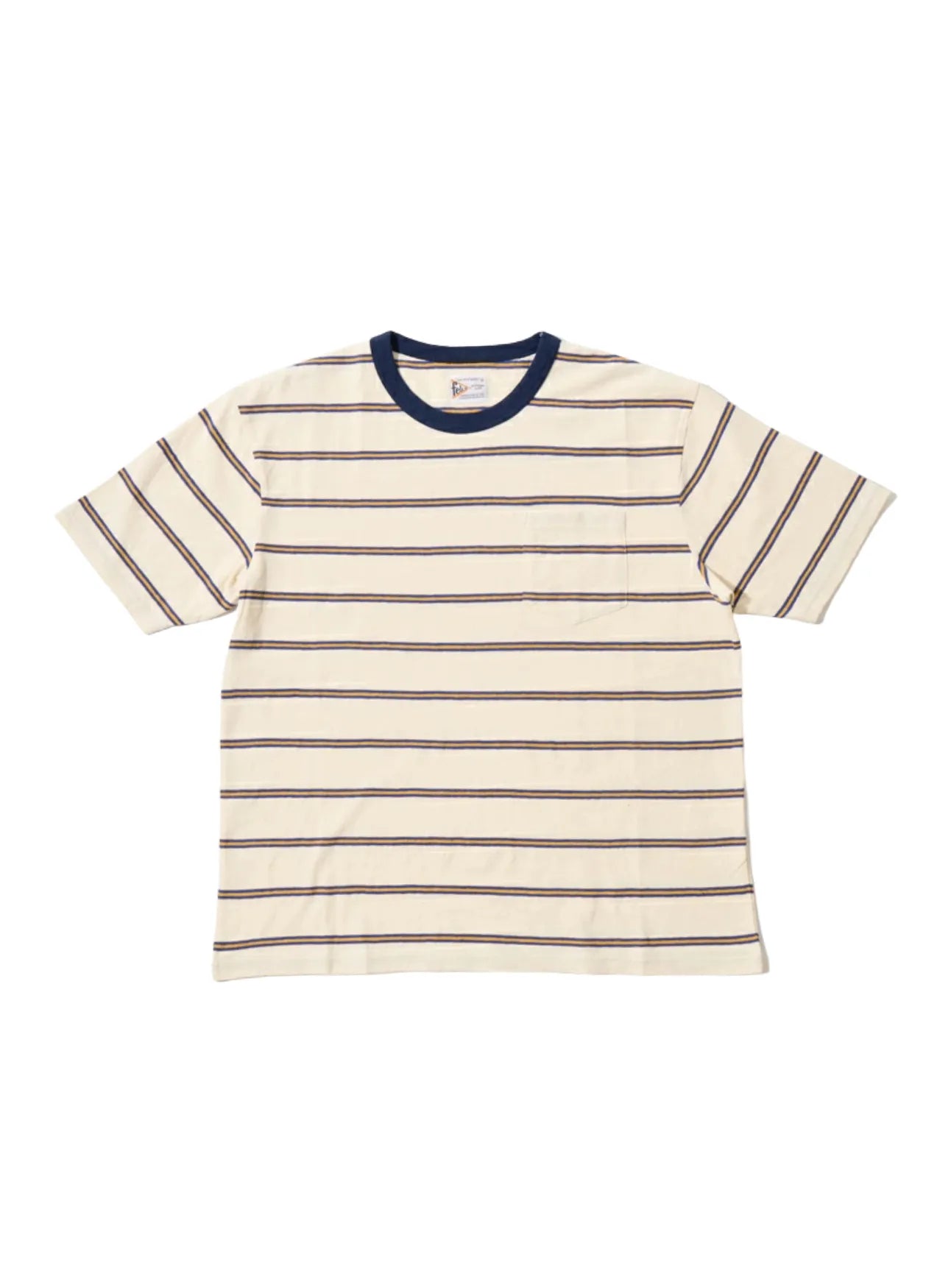 Felco Crew Pocket Tee Creser Stripe Natural-blue & Mustard