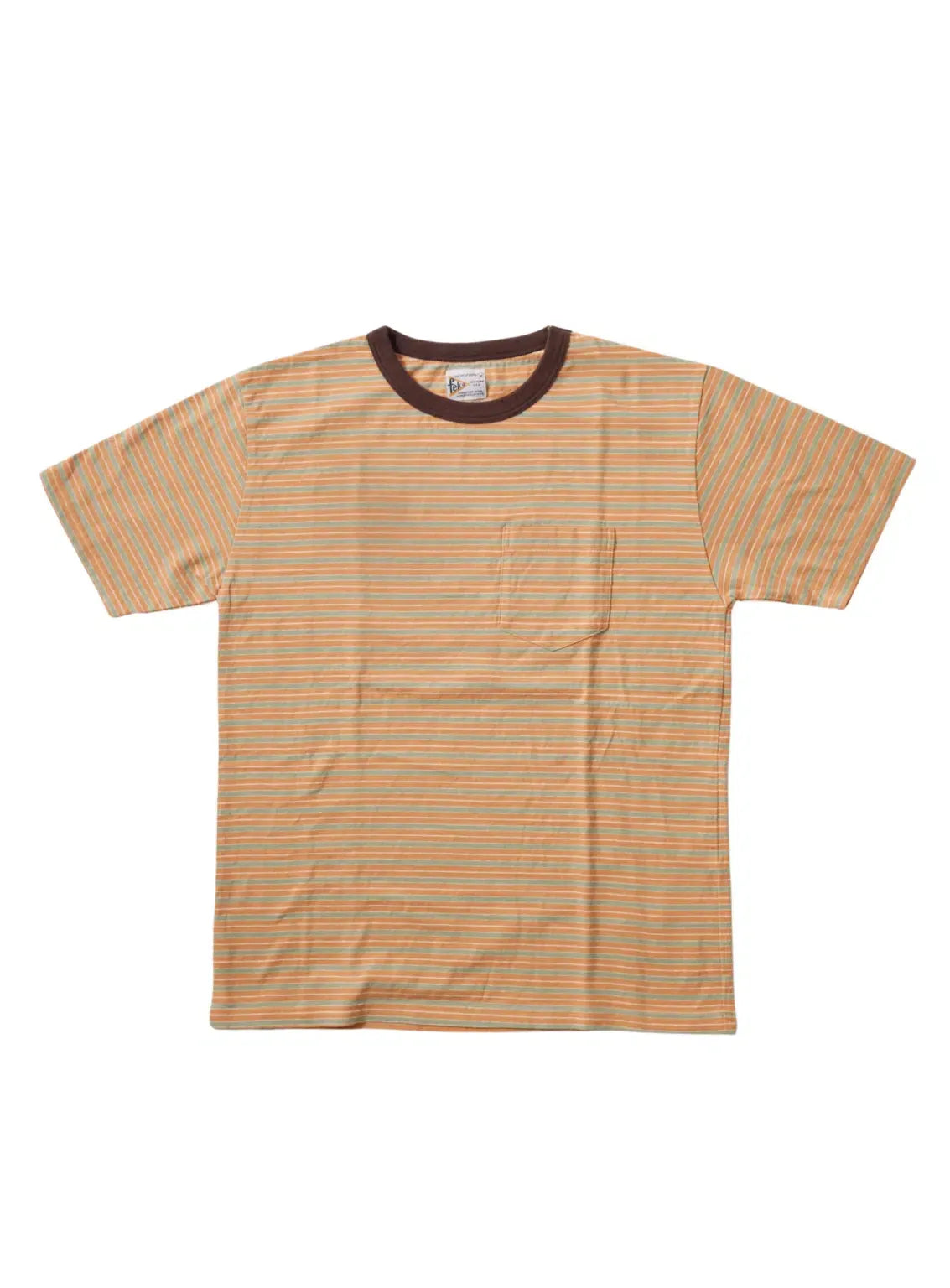 Felco Summer Stripe Crew Pocket Tee Orange/Brown