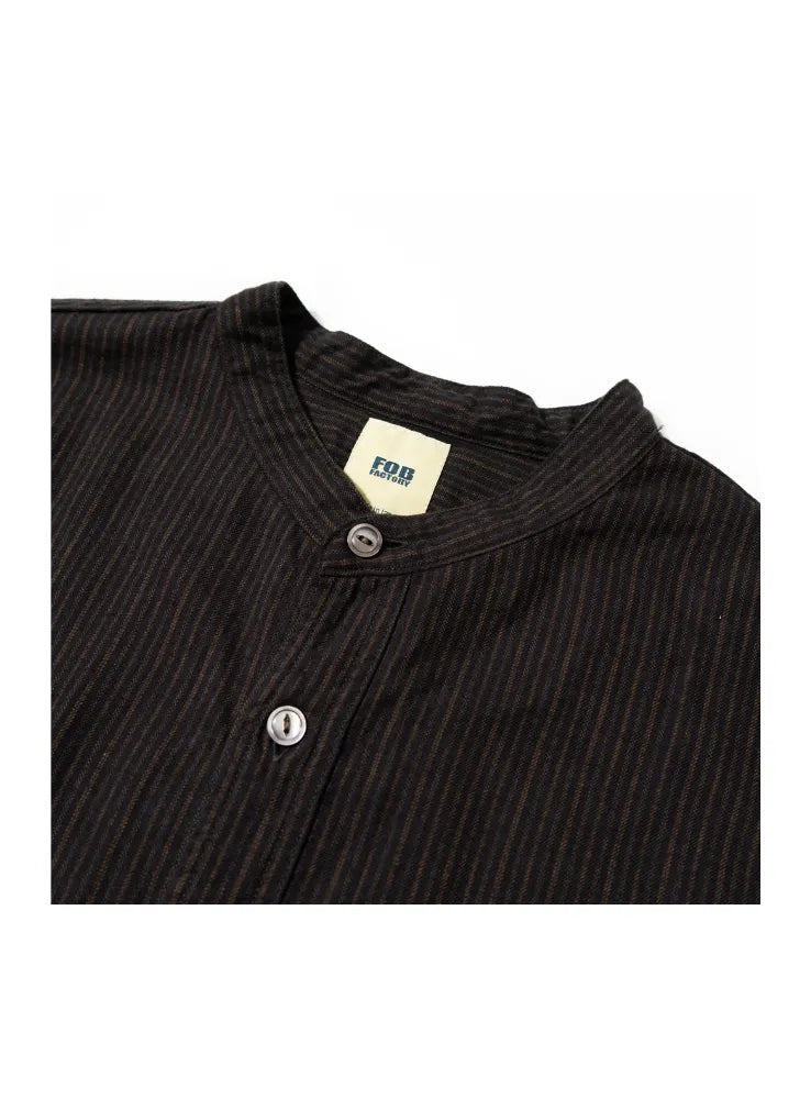 Fob Factory F3511 Band Collar Shirt Black
