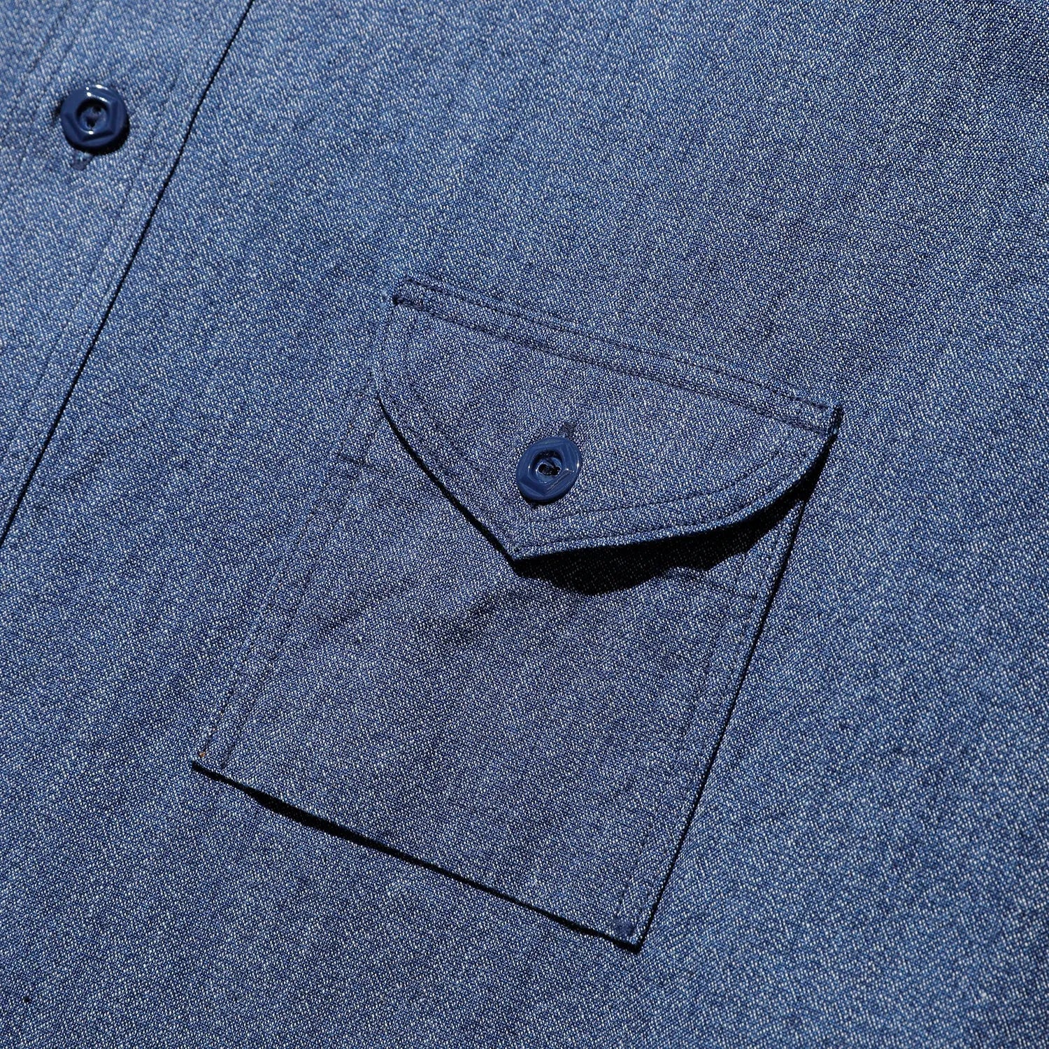 Jelado Smoker Shirt Flake Navy Pocket Detail