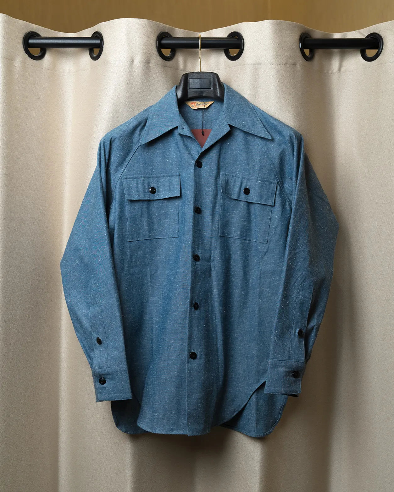 Groovin High #561 1940s Chambray Cotton L/S Shirt Blue