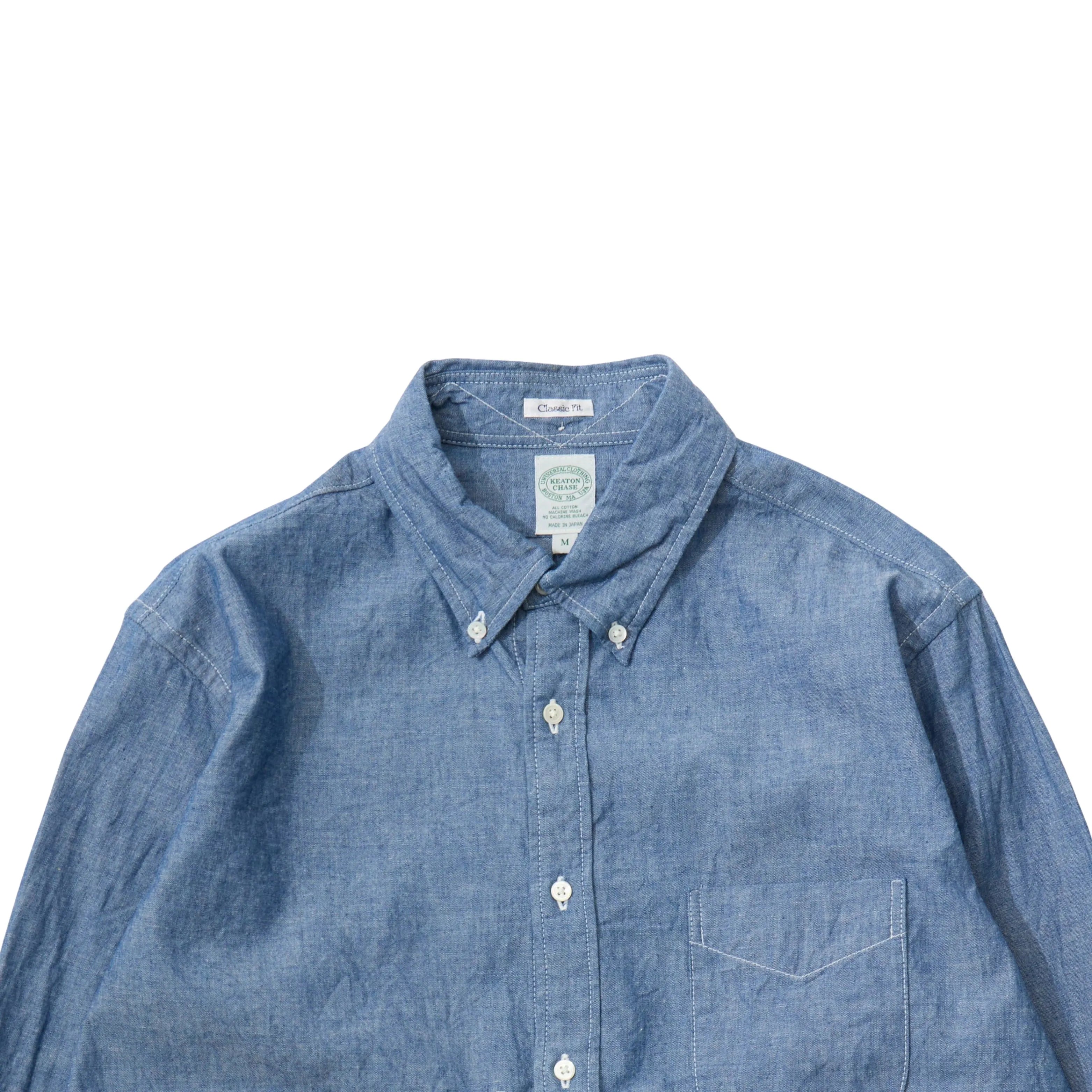 Keaton Chase Usa L/s Pullover Bd Shirt 5oz Indigo Chambray