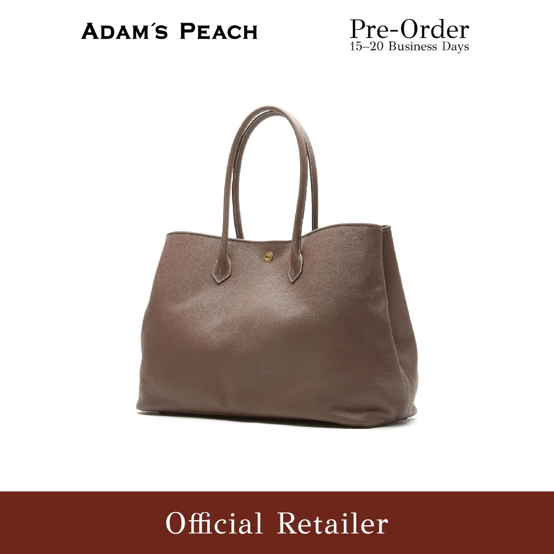 (Pre-Order) ADAM PEACH Latte Leather Tote Bag