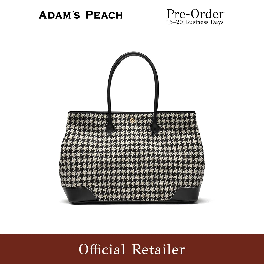 (Pre-Order) ADAM PEACH Magee Tweed Black & White Tote Bag
