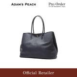(Pre-Order) ADAM PEACH Navy Leather Tote Bag