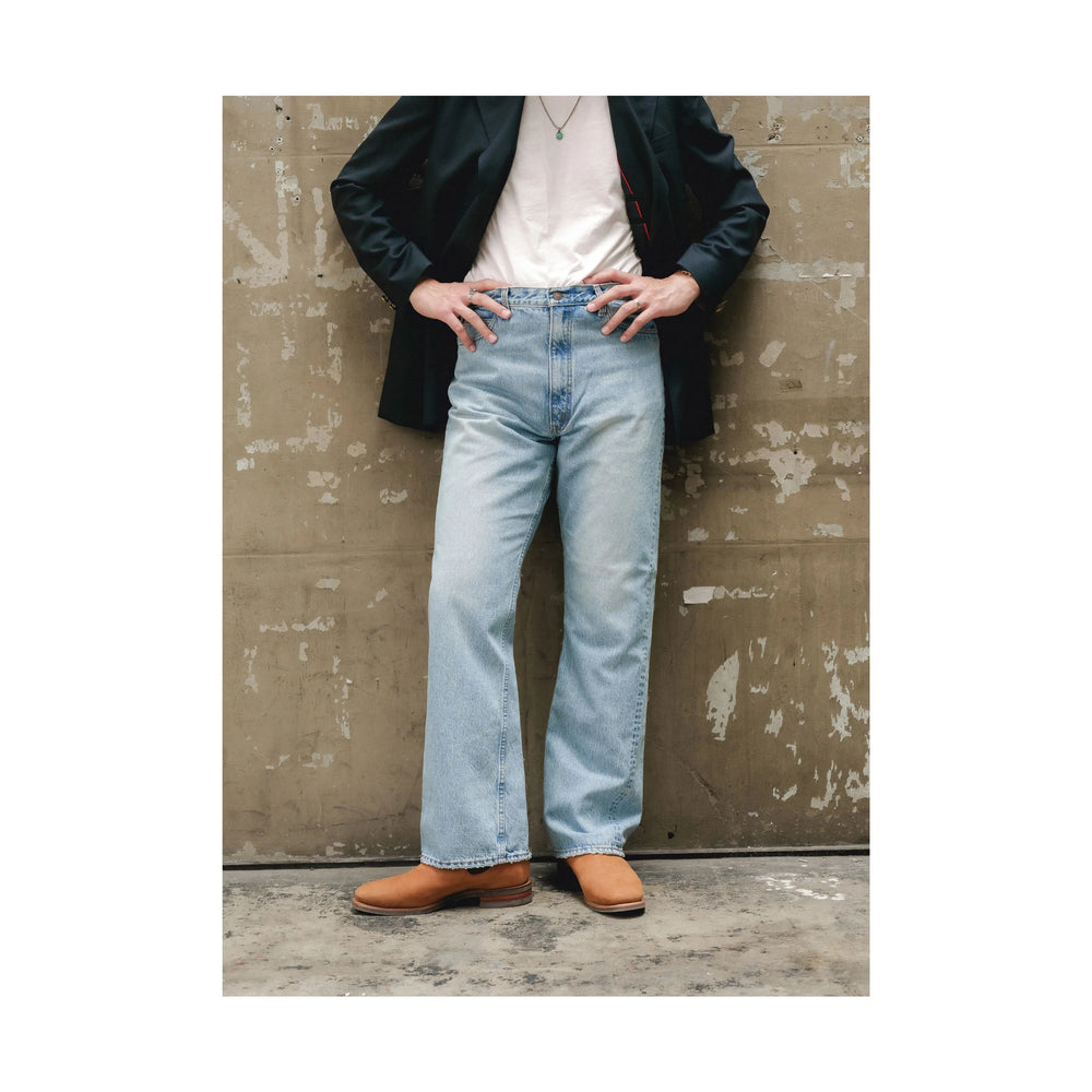 orSlow × Clothier and Sons 202 Shoe Cut Jeans Sky Blue – ยีนส์ทรงขาบานเล็กน้อย ผ้าเดนิมญี่ปุ่น ฟอกสีฟ้าอ่อน ผลิตในญี่ปุ่น