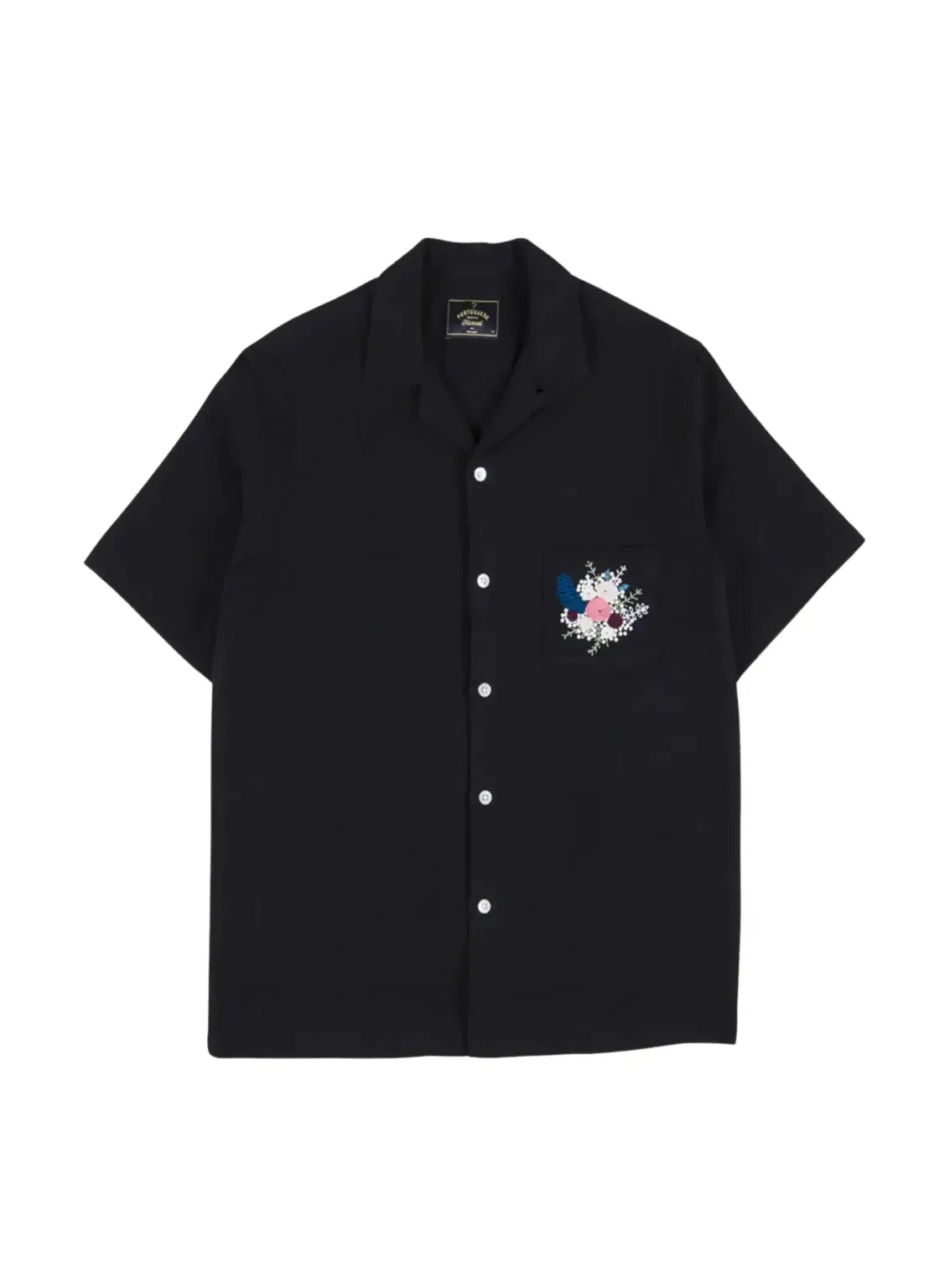 Portuguese flannel Pique Embroidery Flower Black