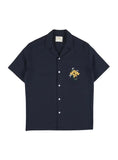 Portuguese flannel Pique Embroidery Flower Navy