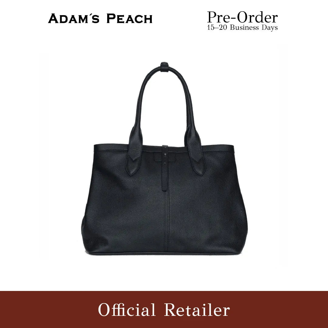 (Pre-Order) ADAM PEACH AP050 Black Leather Tote Bag