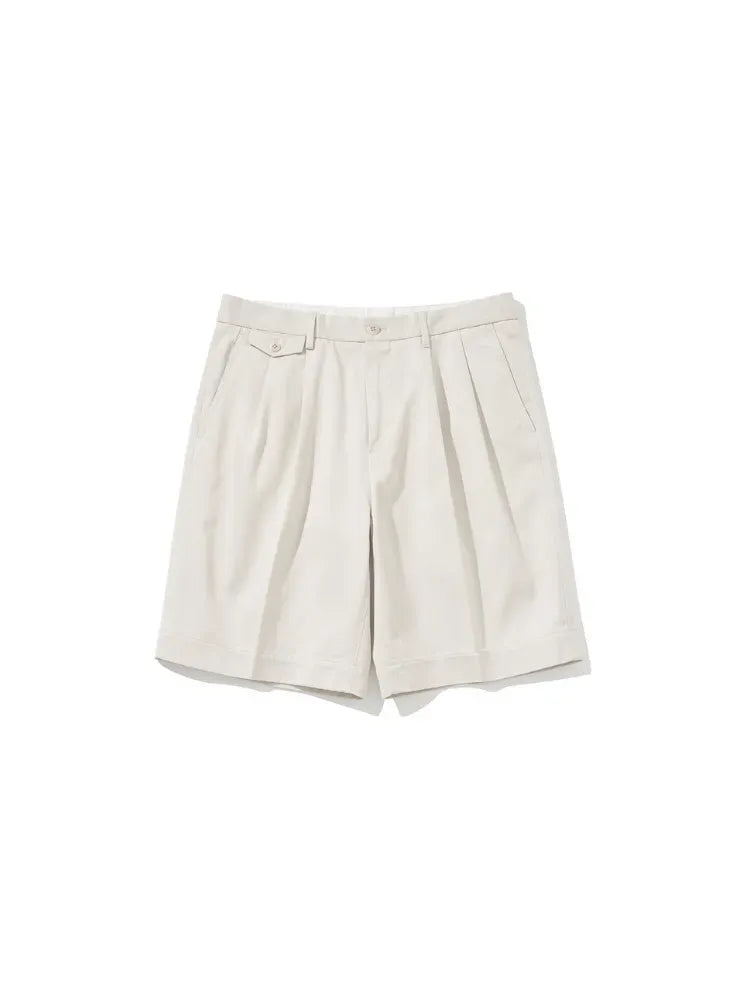 Renacts Garment Washed Two Tuck Shorts Ivory