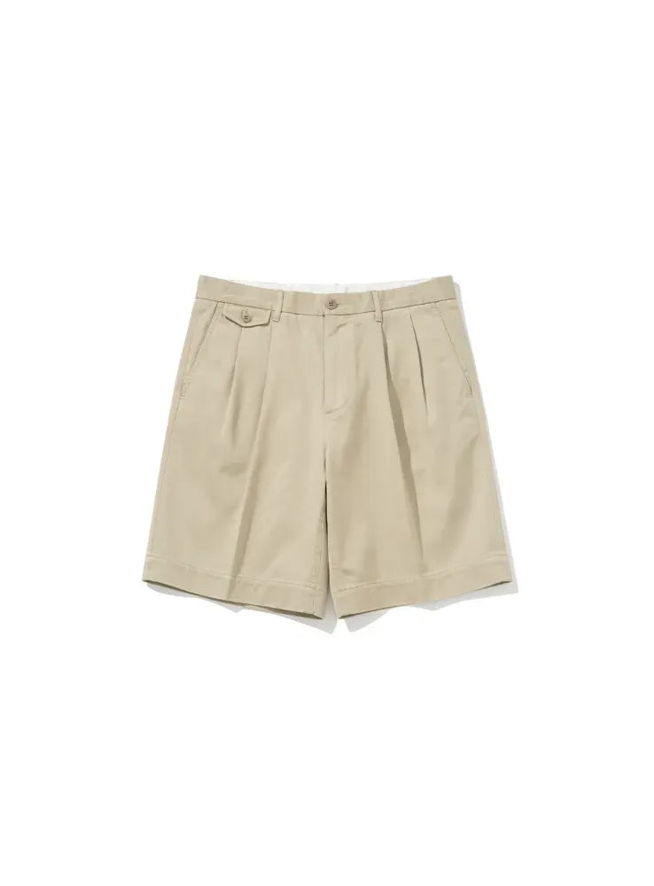 Renacts Garment Washed Two Tuck Shorts Light Beige