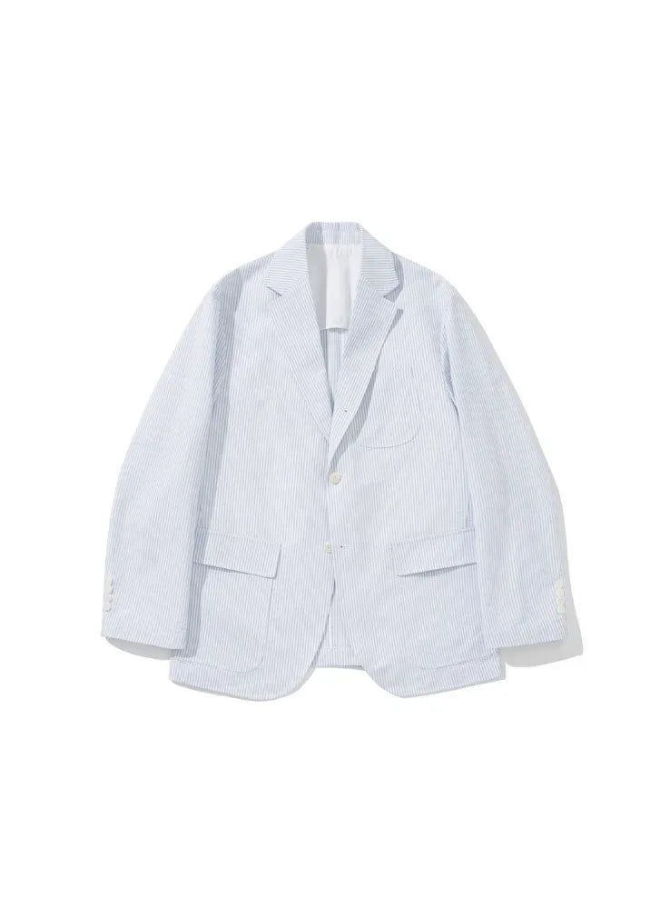 Renacts Stripe Seersucker Sack Cut Blazer