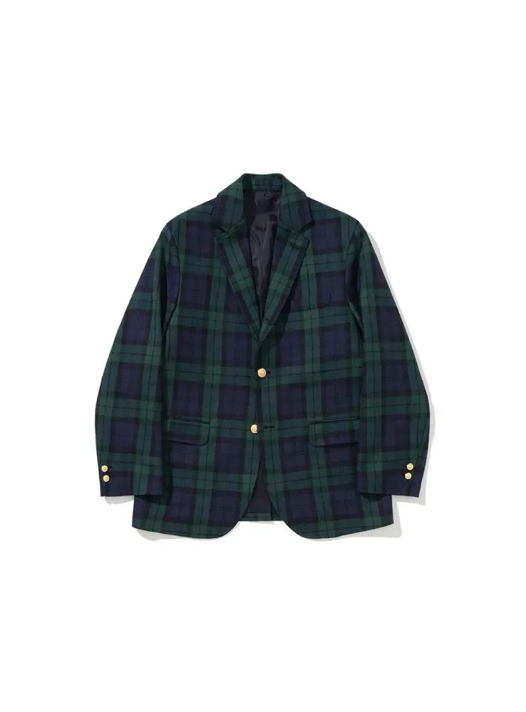 Renacts Tartan Wool Sack Cut Blazer Black Watch