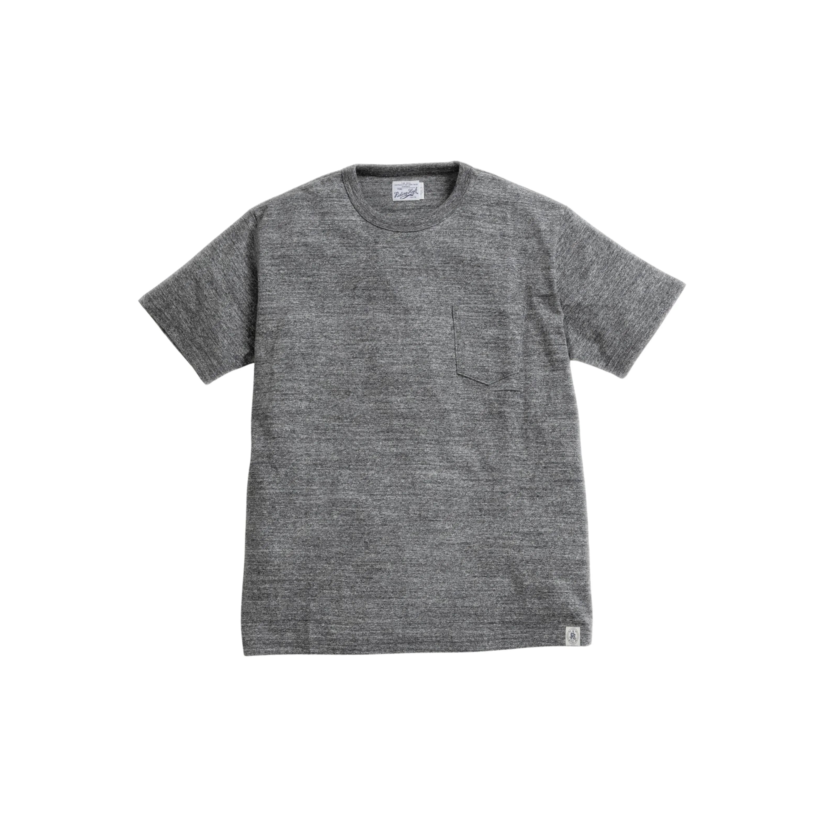 Riding High Custom LW Pocket S/S Tee R185-0101B Mix Charcoal – ผ้า cotton pocket T-shirt made in Japan เสื้อยืดกระเป๋าหน้า