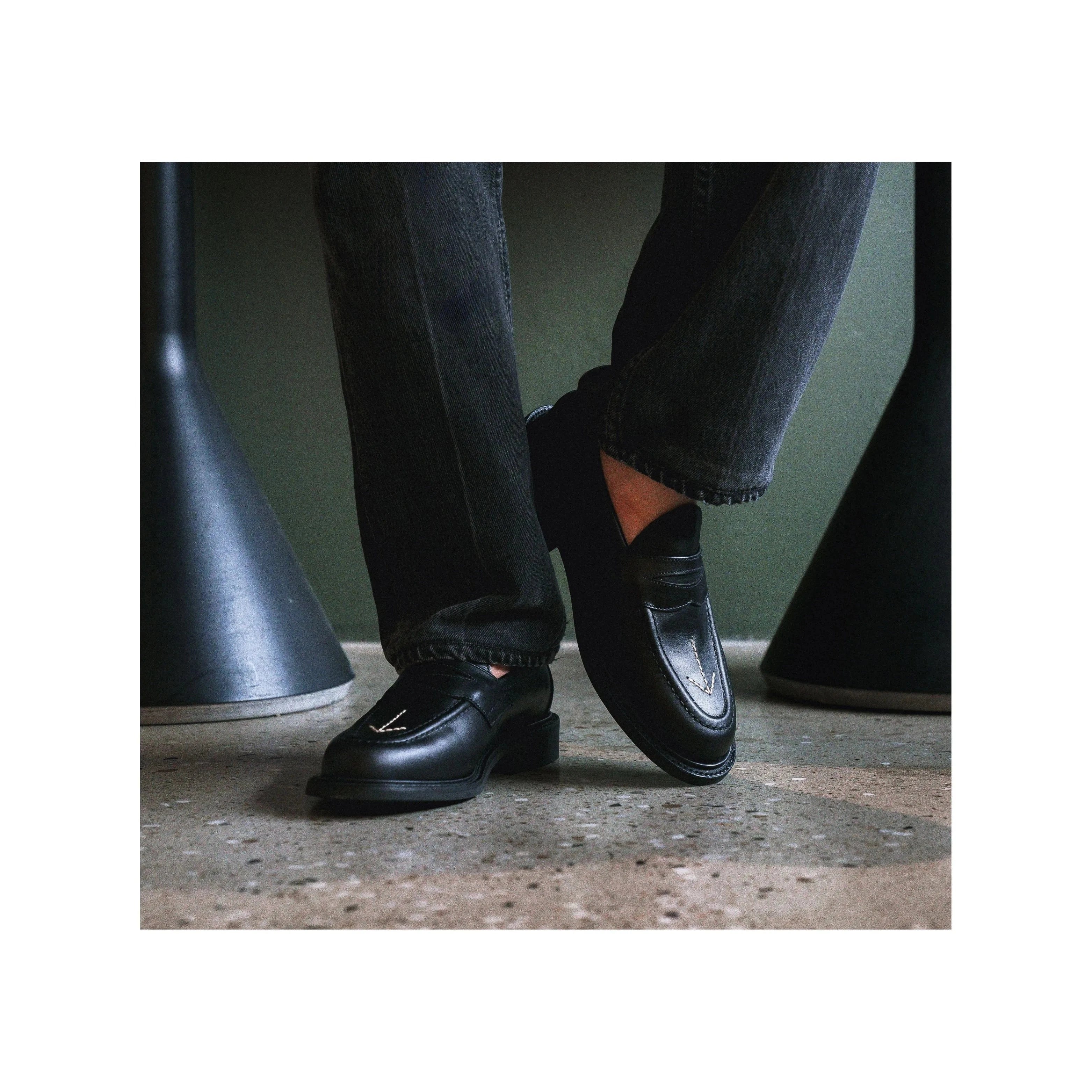 Sanders 3014bc Broad Arrow Penny Loafer Black