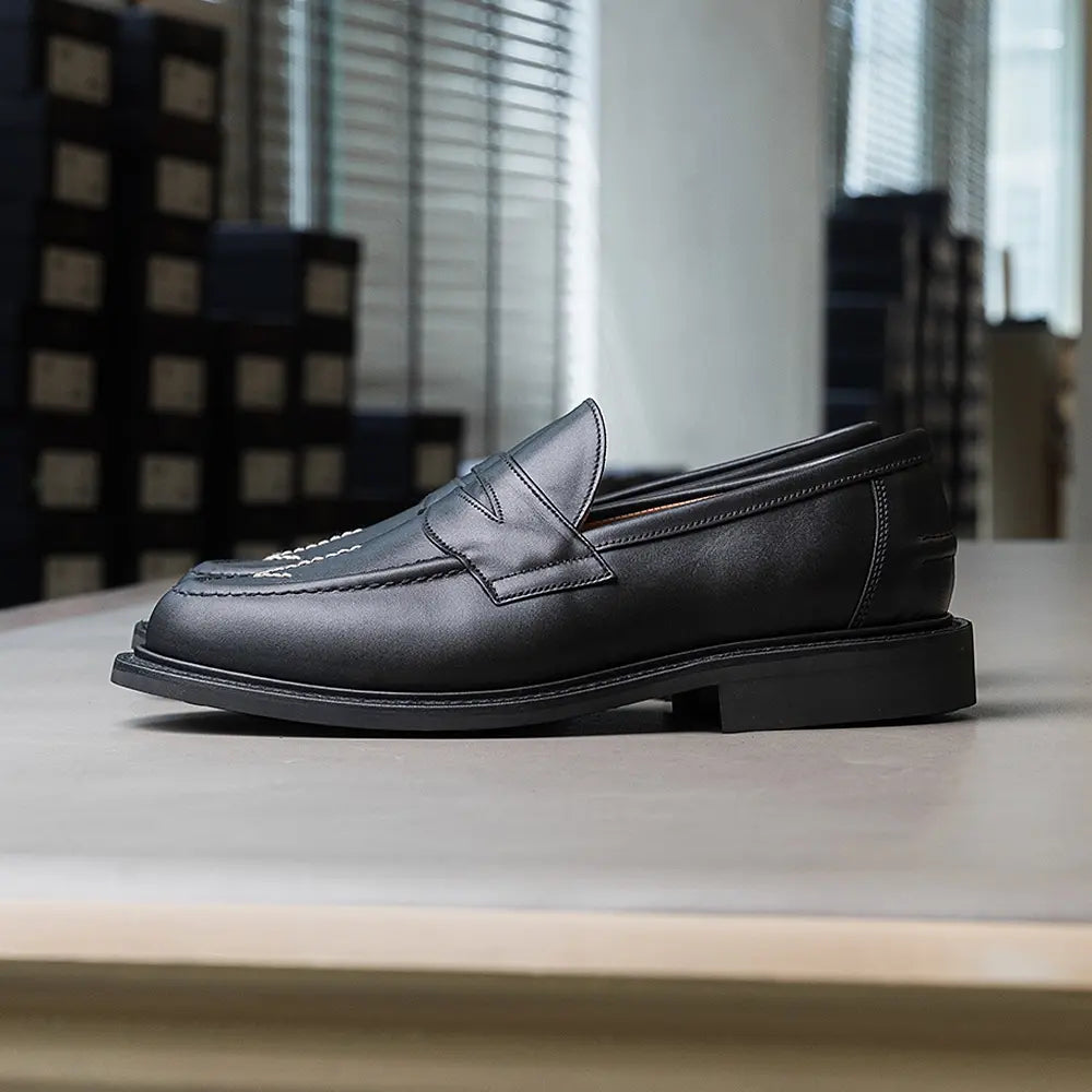 Sanders Broad Arrow Penny Loafer Black