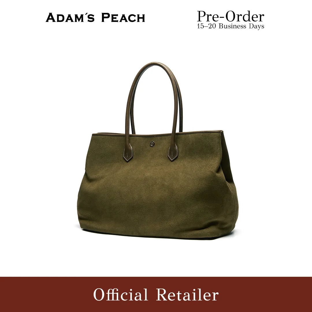 (Pre-Order) ADAM PEACH Khaki Suede Tote Bag