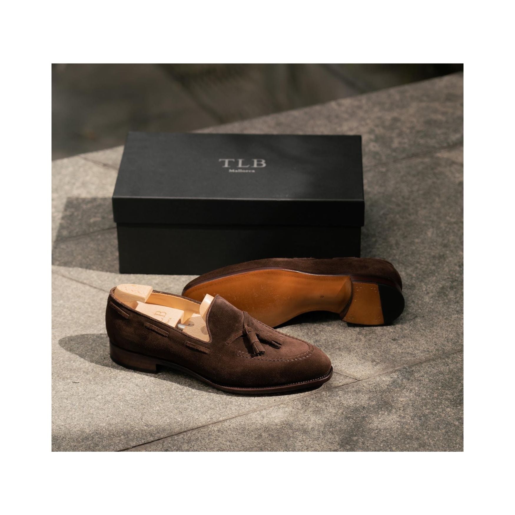 TLB Mallorca Tassel Loafer Dark Brown Suede
