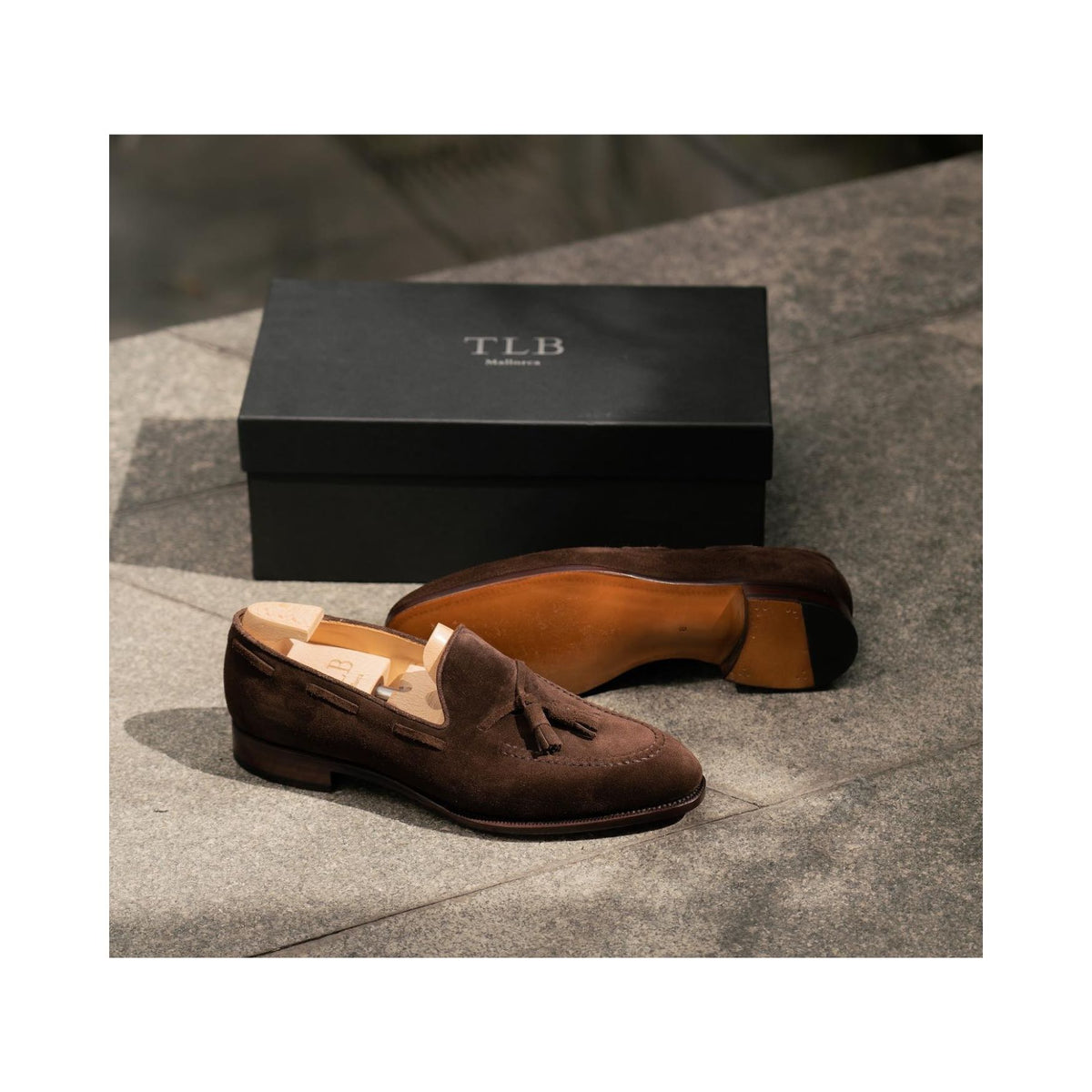 TLB Mallorca Tassel Loafer Dark Brown Suede