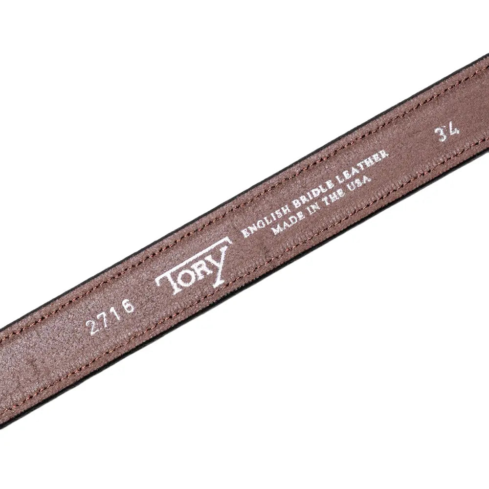 Tory Leather 1” Bridle Leather Spur Belt Havana 2716 Leather Stamp Detail