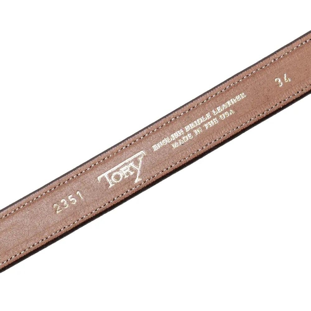 Tory Leather 1” Bridle Leather Spur Belt Oakbark 2351 Leather Stamp Detail