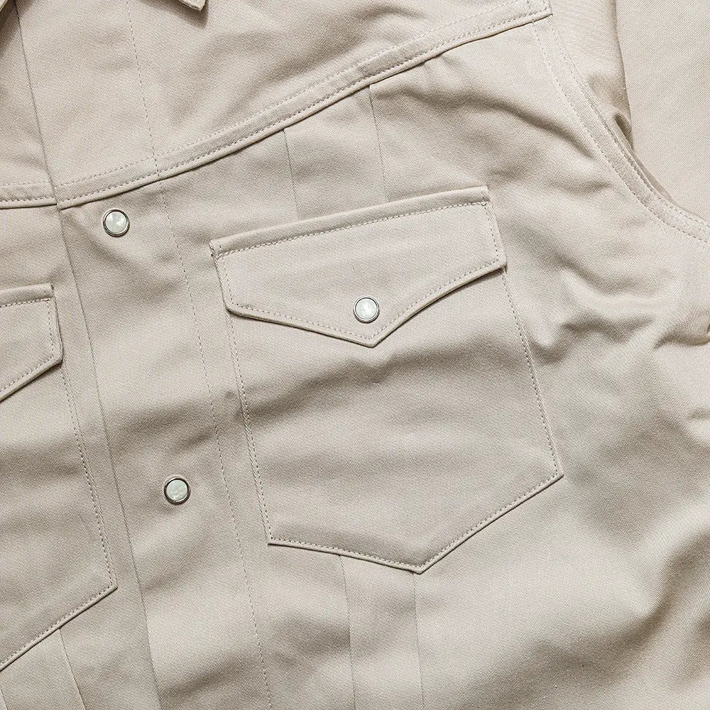 Shoulder detail of the Anatomica Samuel Jacket Beige showing natural shoulder line, seam construction, and soft tailoring finish for Clothier & Sons.