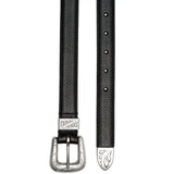 andersons black western belt silver buckle detail
