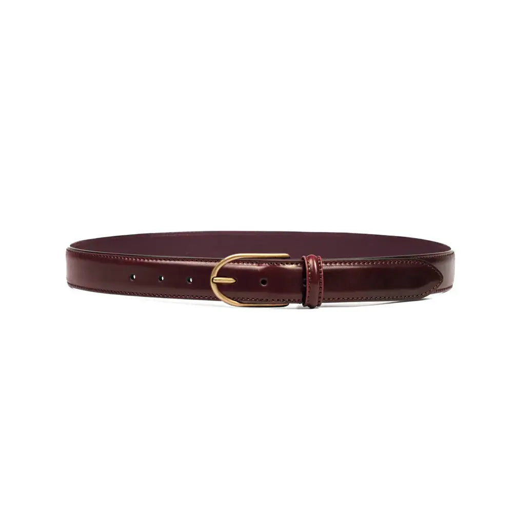andersons brass buckle belt cordovan burgundy front full view