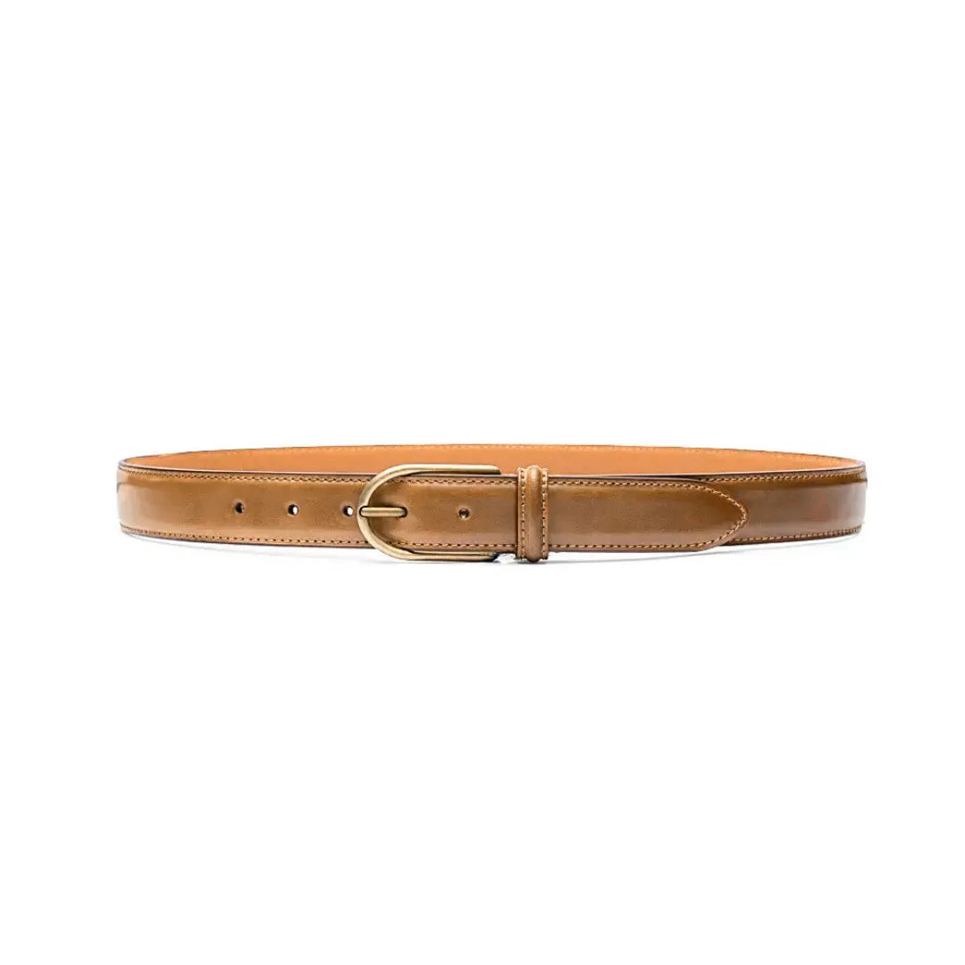 andersons brass buckle belt whiskey shell front full view