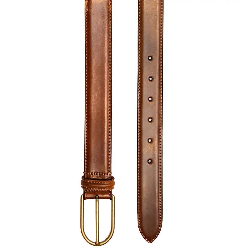 andersons cordovan whiskey belt brass buckle detail