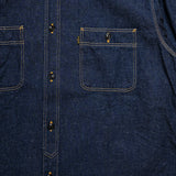 Selvedge detail of the Big John MS005E Selvedge Denim showing the selvedge edge, stitching precision, and authentic Japanese denim craftsmanship for Clothier & Sons.