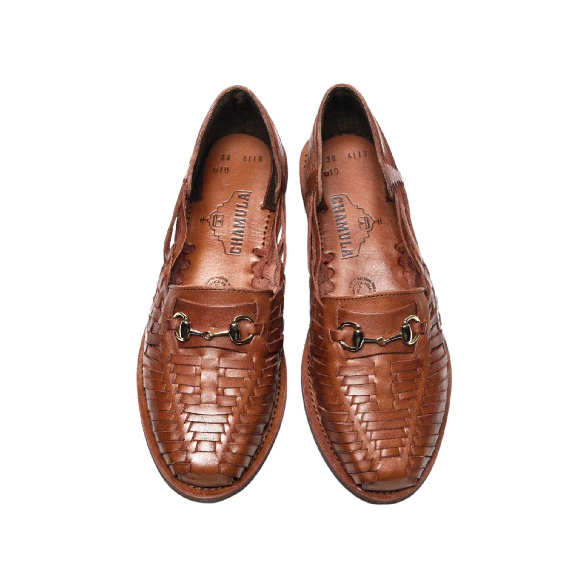 Side profile of the Chamula Bocado Brown highlighting the low-profile loafer construction, woven leather texture, and clean heel structure for Clothier & Sons.