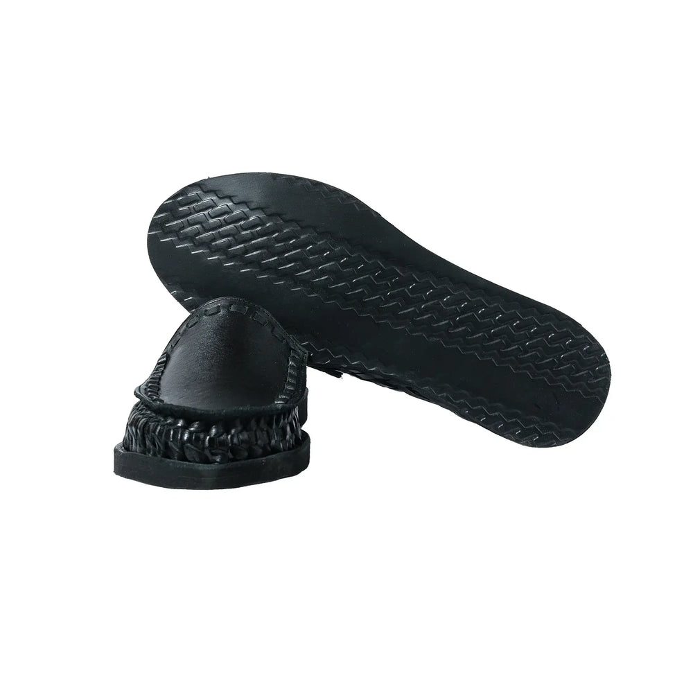 Sole detail of the Chamula Durango Black showing durable outsole construction and traditional handmade finishing for Clothier & Sons.